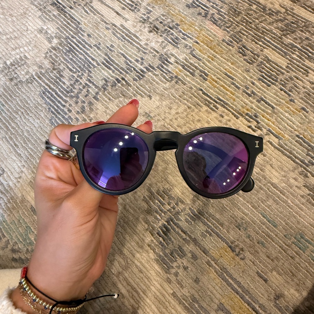 Black Illesteva Sunglasses with Purple Lenses